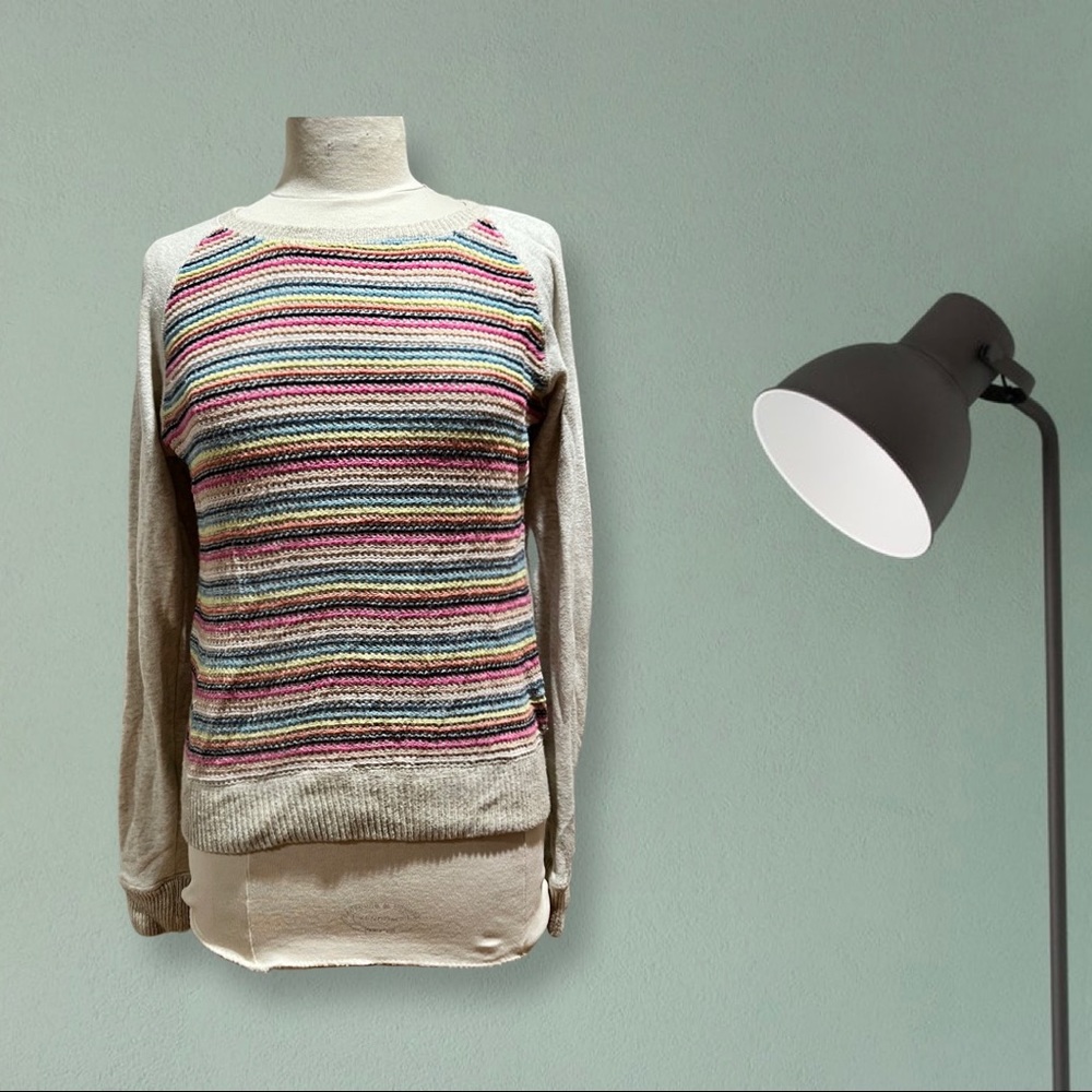 Roxy women’s long sleeve multicolor sweater blouse top pullover medium